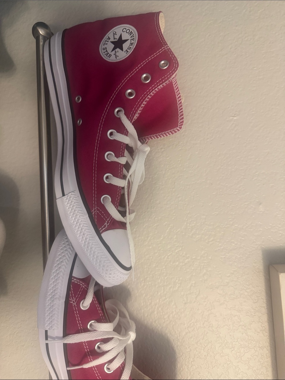 Converse Kids Red High Top Sneakers with White Trim